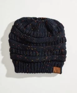 TEN Dollar Boutique Accessories Navy Confetti Messy Bun Beanie