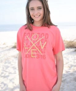 TEN Dollar Boutique For God So Loved The World- Coralsilk Short Sleeves S-3X