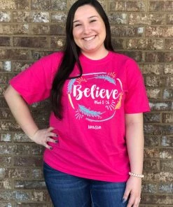 TEN Dollar Boutique Short Sleeves S-3X Believe- Dark Pink
