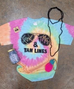 TEN Dollar Boutique Short Sleeves S-3X Tan Lines- Eternity Tie Dye