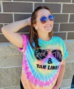 TEN Dollar Boutique Short Sleeves S-3X Tan Lines- Eternity Tie Dye