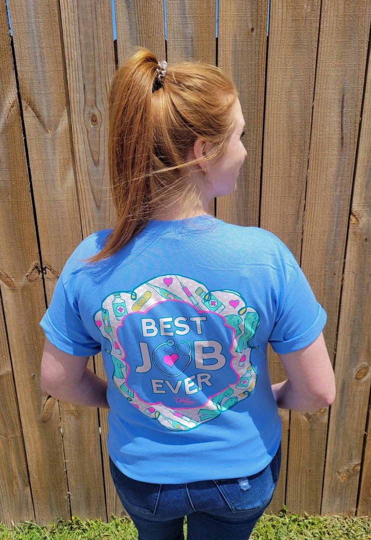 TEN Dollar Boutique Best Job Ever Medical - Carolina Blue Short Sleeves S-3X 3 TEN Dollar Boutique Best Job Ever Medical - Carolina Blue Short Sleeves S-3X