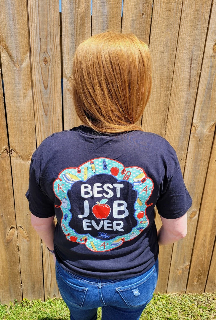 TEN Dollar Boutique Short Sleeves S-3X Best Job Ever Teacher - Black 3 TEN Dollar Boutique Short Sleeves S-3X Best Job Ever Teacher - Black