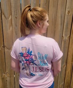 TEN Dollar Boutique Y'all Need Jesus Cross - Light Pink