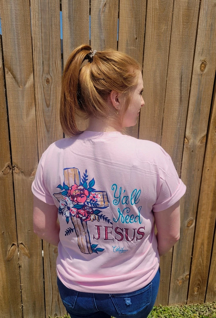 TEN Dollar Boutique Y'all Need Jesus Cross - Light Pink 3 TEN Dollar Boutique Y'all Need Jesus Cross - Light Pink