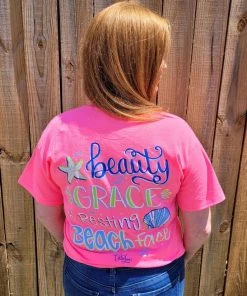 TEN Dollar Boutique Beauty Grace & Resting Beach Face - Neon Pink Short Sleeves S-3X