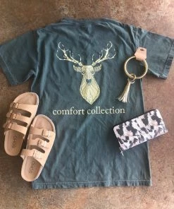 TEN Dollar Boutique Short Sleeves S-3X One Color Deer - Forest Green- SIZE SMALL