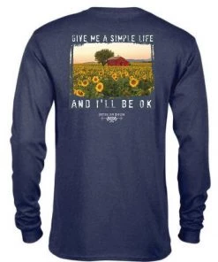 TEN Dollar Boutique Long Sleeves S-3X Give Me A Simple Life- Long Sleeve- Navy