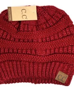 TEN Dollar Boutique Accessories Burgundy Metallic Classic Beanie