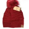 TEN Dollar Boutique Red Fur Pom Beanie Accessories