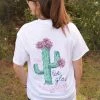 TEN Dollar Boutique Be Glad Cactus- White Short Sleeves S-3X
