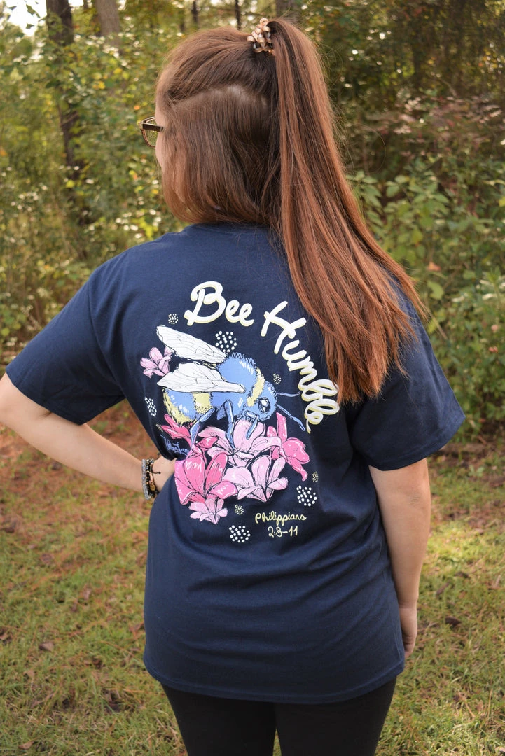 TEN Dollar Boutique Bee Humble- Navy Short Sleeves S-3X 3 TEN Dollar Boutique Bee Humble- Navy Short Sleeves S-3X