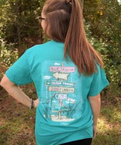 TEN Dollar Boutique Lake Directional Sign- Jade Dome Short Sleeves S-3X