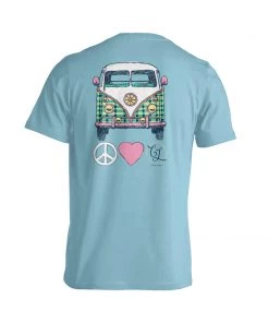 TEN Dollar Boutique Short Sleeves S-3X Peace. Love, CL Bus- Sky