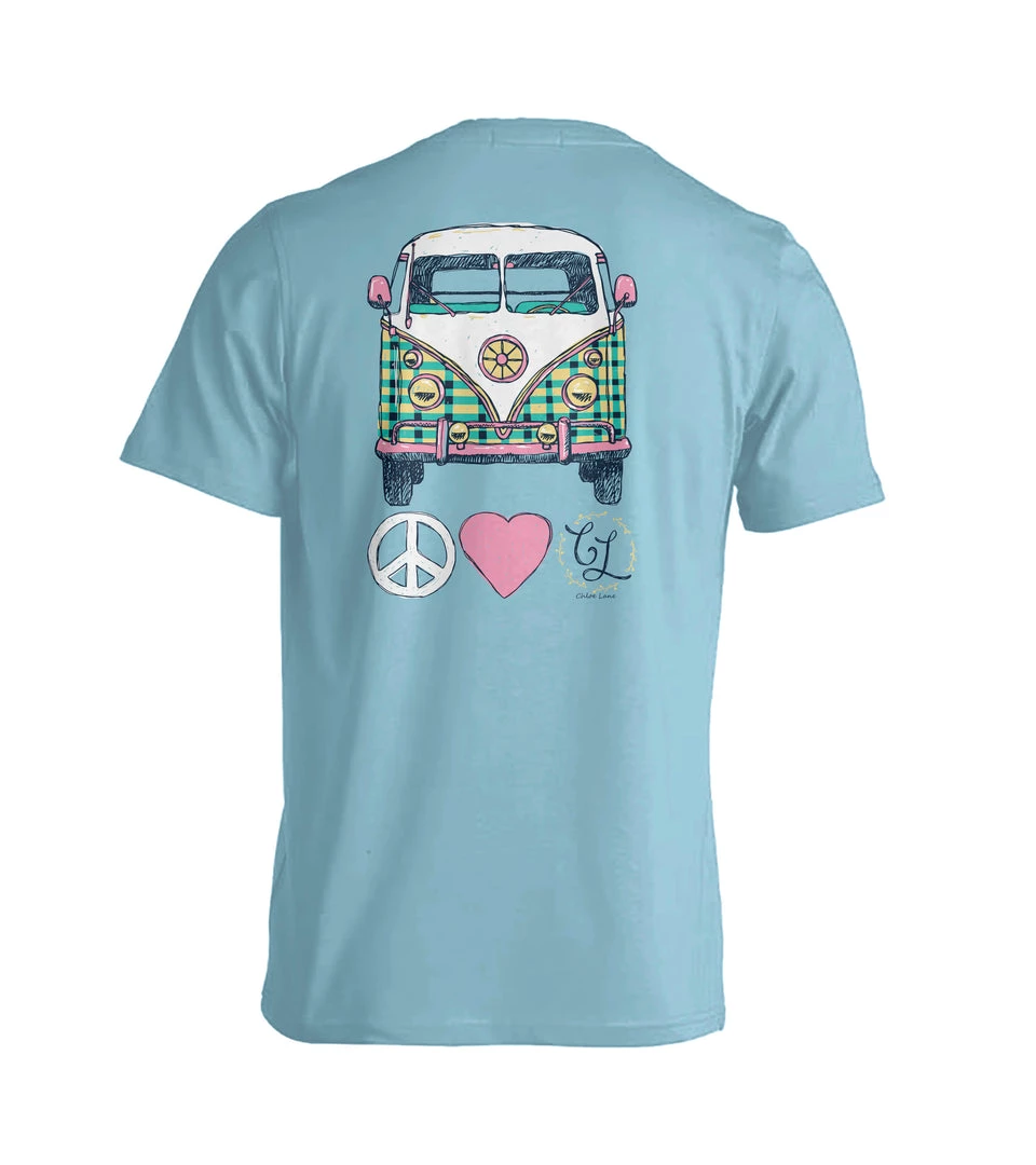 TEN Dollar Boutique Short Sleeves S-3X Peace. Love, CL Bus- Sky 3 TEN Dollar Boutique Short Sleeves S-3X Peace. Love, CL Bus- Sky