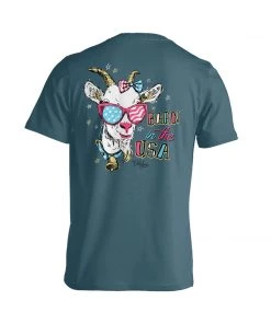 TEN Dollar Boutique Short Sleeves S-3X Barn In The USA Goat- Indigo Blue