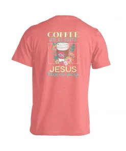 TEN Dollar Boutique Coffee Gets Me Started - Coral Short Sleeves S-3X