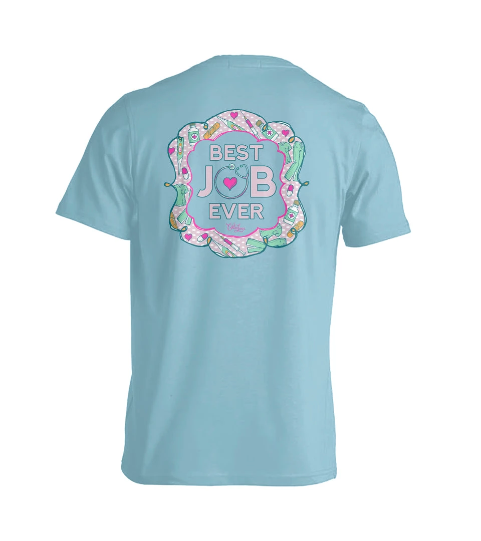 TEN Dollar Boutique Best Job Ever Medical - Carolina Blue Short Sleeves S-3X 4 TEN Dollar Boutique Best Job Ever Medical - Carolina Blue Short Sleeves S-3X