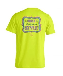TEN Dollar Boutique Short Sleeves S-3X A Smile Is Always In Style- Neon Yellow