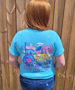 TEN Dollar Boutique Land That I Love- Sky Blue Short Sleeves S-3X