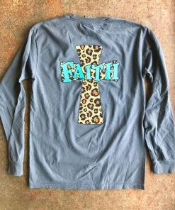 TEN Dollar Boutique Faith Cross- Long Sleeve- Gray