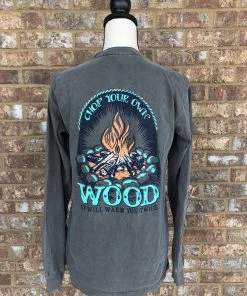 TEN Dollar Boutique Long Sleeves S-3X Chop Your Own Wood- Long Sleeve- Pepper Smalls Only