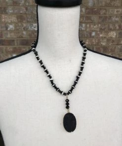 TEN Dollar Boutique Striped Tibetan & Black Druzy Necklace