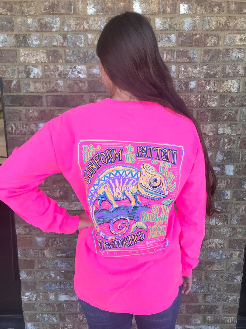 TEN Dollar Boutique Long Sleeves S-3X Chameleon Long Sleeve- Neon Pink SIZE SMALL 3 TEN Dollar Boutique Long Sleeves S-3X Chameleon Long Sleeve- Neon Pink SIZE SMALL