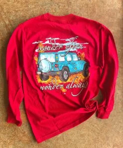 TEN Dollar Boutique Wander Jeep Long Sleeve - Cardinal Smalls Only Long Sleeves S-3X
