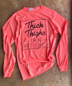 TEN Dollar Boutique Thick Thighs Long Sleeve- Neon Coral Smalls Only
