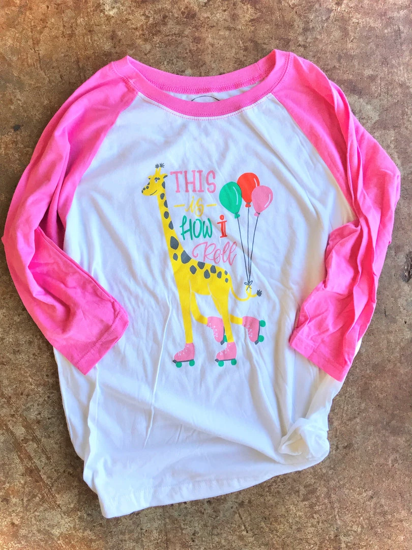 TEN Dollar Boutique Kid's Giraffe Baseball Tee 3 TEN Dollar Boutique Kid's Giraffe Baseball Tee