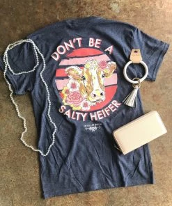 TEN Dollar Boutique $5 SALE!! Salty Heifer- Heather Navy- SIZE SMALL