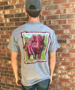 TEN Dollar Boutique Men's Tees S-3X Wild Hog- PLUS- Heather Graphite