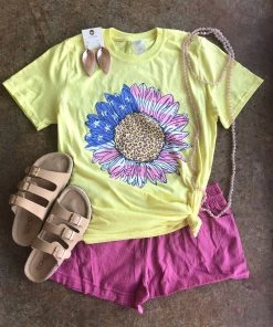 TEN Dollar Boutique Short Sleeves S-3X American Cheetah Sunflower- Cornsilk