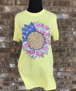 TEN Dollar Boutique Short Sleeves S-3X American Cheetah Sunflower- Cornsilk