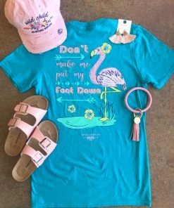 TEN Dollar Boutique Short Sleeves S-3X Don't Make Me Flamingo- Tropical Blue