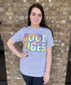 TEN Dollar Boutique Good Vibes- Sport Grey Short Sleeves S-3X