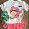TEN Dollar Boutique Short Sleeves S-3X Tie Dye Tongue- White