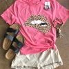 TEN Dollar Boutique Cheetah Lip Bite- Heather Coral- SIZE SMALL Short Sleeves S-3X