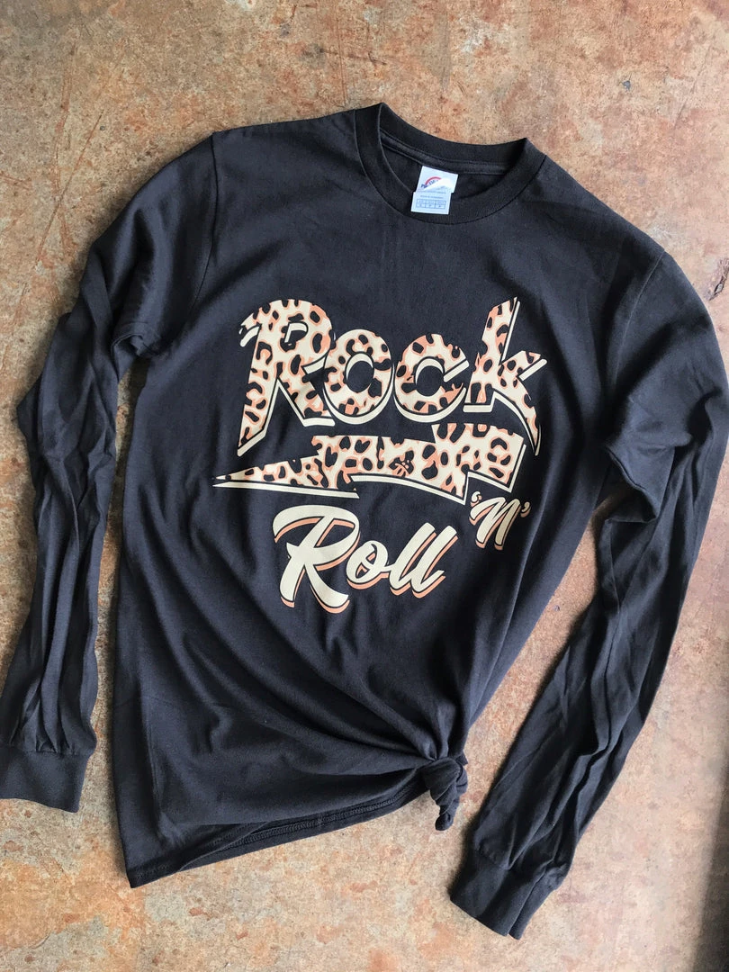 TEN Dollar Boutique Long Sleeves S-3X Cheetah Lightning Rock N Roll- Long Sleeve Black Smalls Only 4 TEN Dollar Boutique Long Sleeves S-3X Cheetah Lightning Rock N Roll- Long Sleeve Black Smalls Only