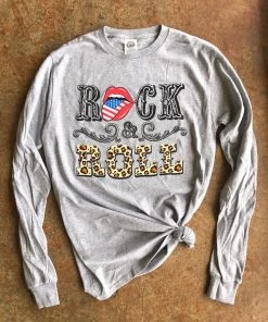 TEN Dollar Boutique Rock & Roll- Long Sleeve- Athletic Gray Long Sleeves S-3X