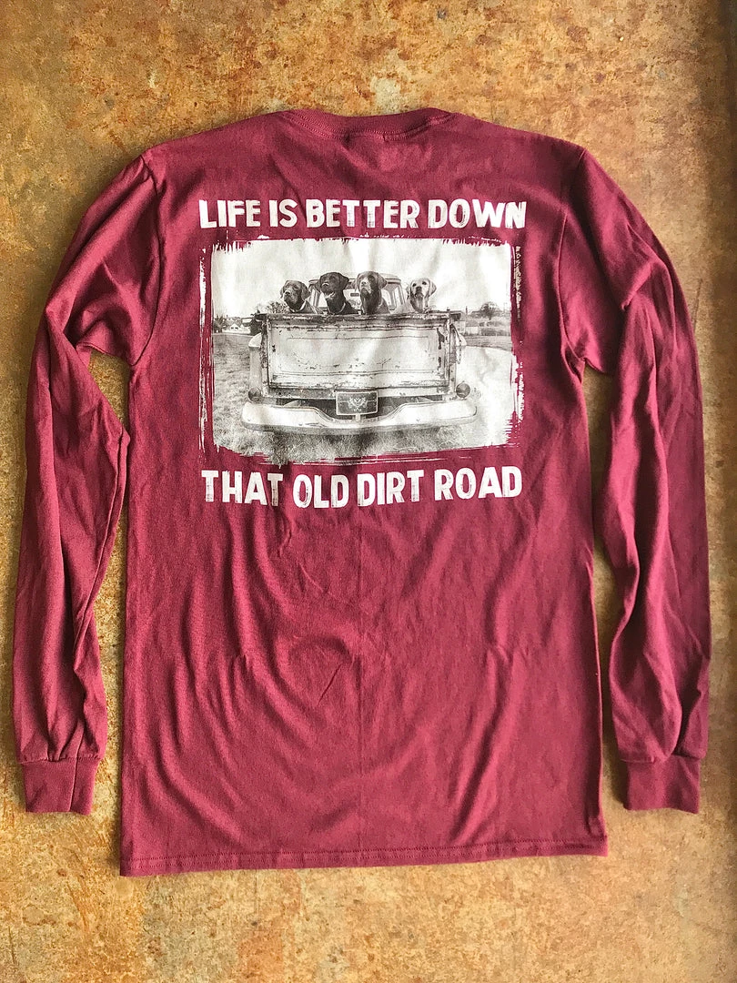 TEN Dollar Boutique Old Dirt Road- Long Sleeve Maroon Long Sleeves S-3X 5 TEN Dollar Boutique Old Dirt Road- Long Sleeve Maroon Long Sleeves S-3X