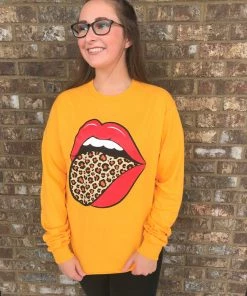 TEN Dollar Boutique Cheetah Tongue- Long Sleeve Gold