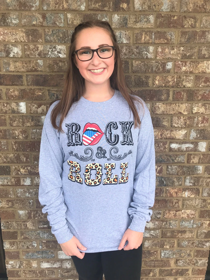 TEN Dollar Boutique Rock & Roll- Long Sleeve- Athletic Gray Long Sleeves S-3X 3 TEN Dollar Boutique Rock & Roll- Long Sleeve- Athletic Gray Long Sleeves S-3X