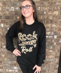 TEN Dollar Boutique Long Sleeves S-3X Cheetah Lightning Rock N Roll- Long Sleeve Black Smalls Only