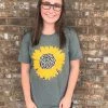 TEN Dollar Boutique Cheetah Sunflower Short Sleeve- Heather Olive