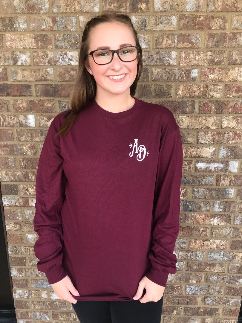TEN Dollar Boutique Old Dirt Road- Long Sleeve Maroon Long Sleeves S-3X 4 TEN Dollar Boutique Old Dirt Road- Long Sleeve Maroon Long Sleeves S-3X