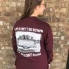 TEN Dollar Boutique Old Dirt Road- Long Sleeve Maroon Long Sleeves S-3X 2 TEN Dollar Boutique Old Dirt Road- Long Sleeve Maroon Long Sleeves S-3X