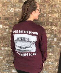 TEN Dollar Boutique Old Dirt Road- Long Sleeve Maroon Long Sleeves S-3X