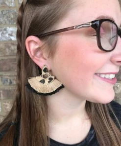 TEN Dollar Boutique 10) Cheetah Fanned Double Fringe Earring